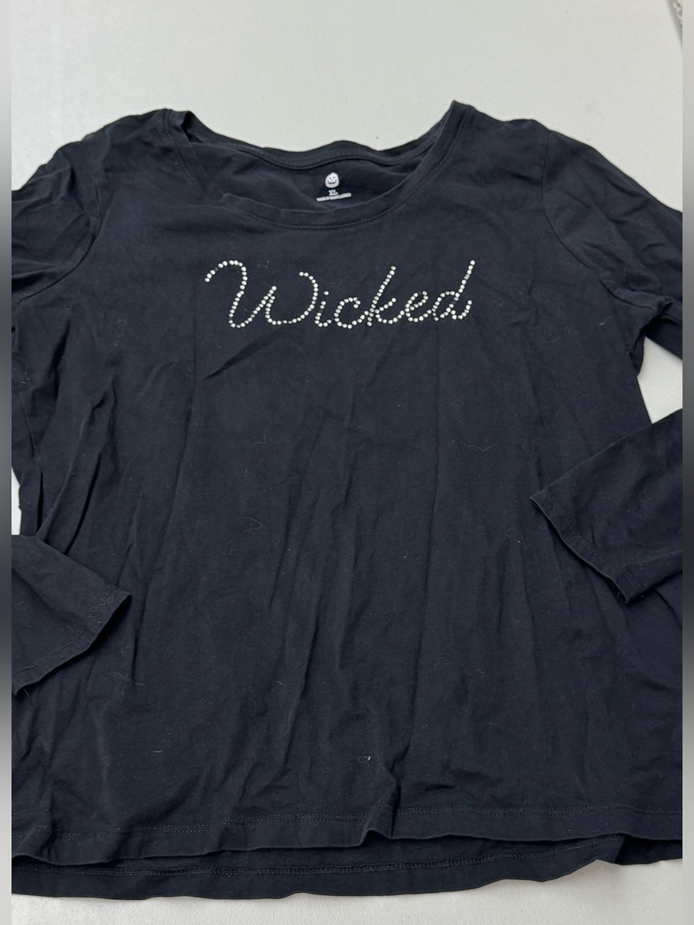Halloween Wicked Embellished Black Women's Long Sleeve Top T shirt